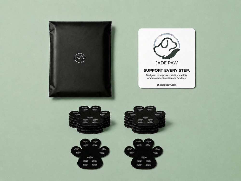 Dog paw grip pads flat lay