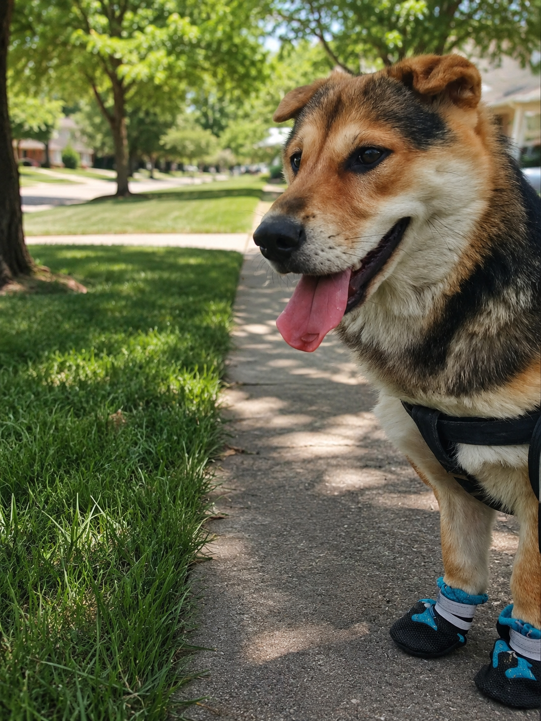 Everyday paw protection designed for comfortable walks through neighborhood streets, sidewalks, and grassy paths.
