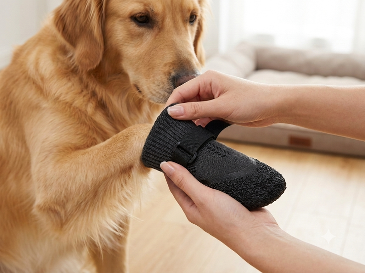 Dog wearing Jade Paw Outdoor Grip Socks