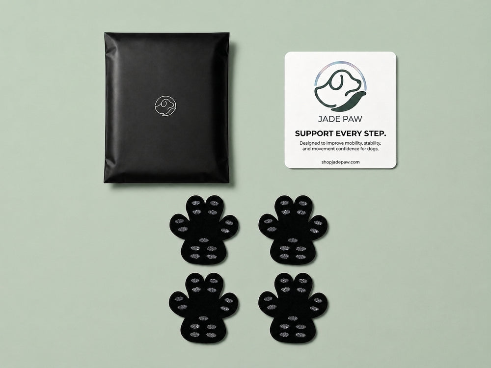 Dog paw grip pads flat lay